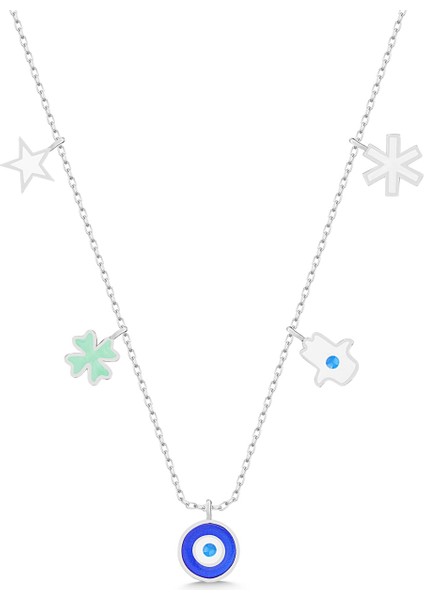 925 Ayar Gümüş Mineli Şans Kolye