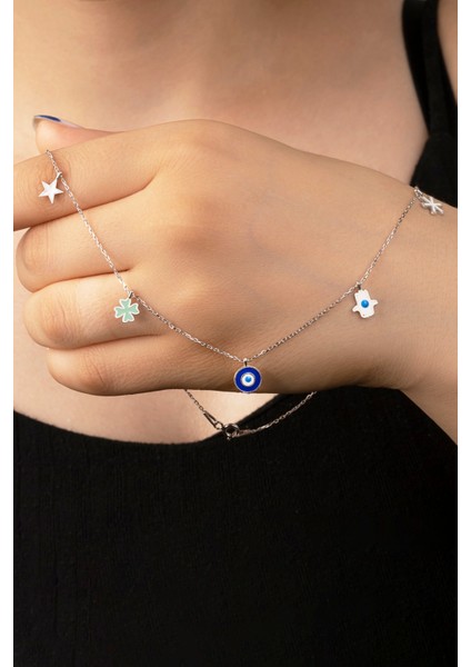 925 Ayar Gümüş Mineli Şans Kolye modelleri