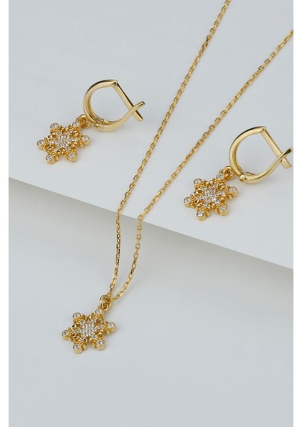 925 Ayar Gümüş Yıldız Küpe Kolye Seti