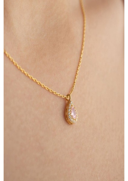 925 Ayar Gümüş Ekim Ayı Doğum Taşı ( Pink Tourmaline ) Kolye - Küpe Seti fiyatları