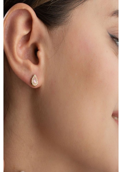 925 Ayar Gümüş Ekim Ayı Doğum Taşı ( Pink Tourmaline ) Kolye - Küpe Seti modelleri