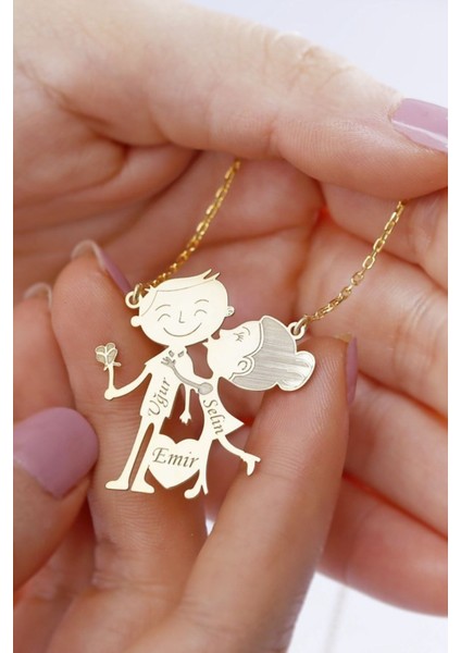 925 Ayar Gümüş Figürlü Isimli Çift Kolyesi
