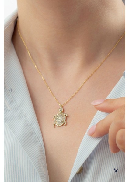 925 Ayar Gümüş Gold Kaplumbağa Kolye modelleri