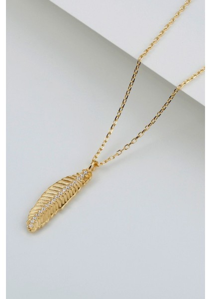 925 Ayar Gümüş Gold Yaprak Kolye