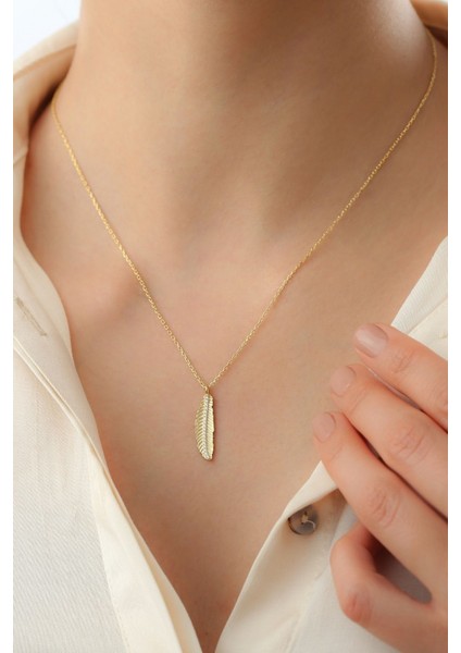 925 Ayar Gümüş Gold Yaprak Kolye modelleri