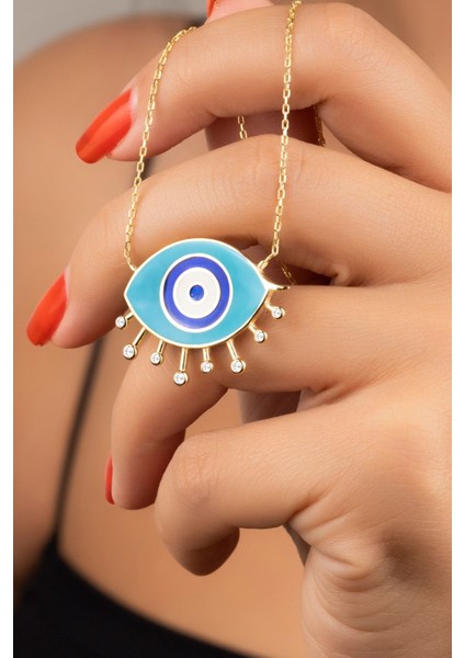 925 Ayar Gümüş Gold Mineli Nazar Kolye fiyatları