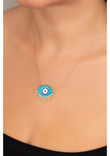 925 Ayar Gümüş Gold Mineli Nazar Kolye modelleri