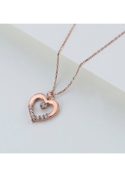 925 Ayar Kalpli Tektaş Gold Gümüş Kolye