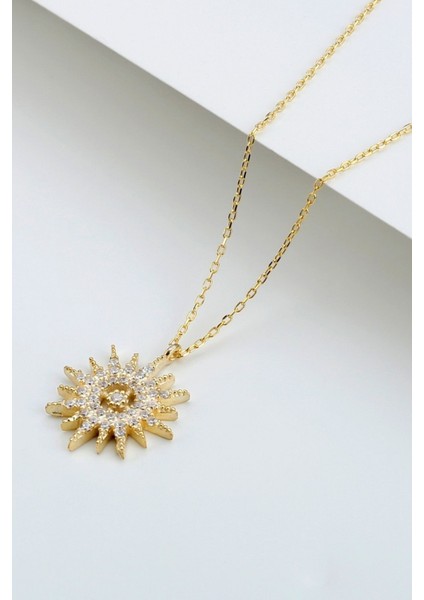 925 Ayar Gümüş Yıldızlı Güneş Kolye