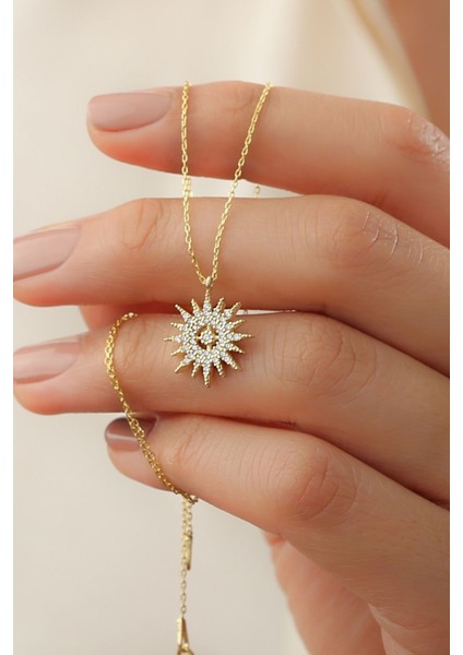 925 Ayar Gümüş Yıldızlı Güneş Kolye fiyatları