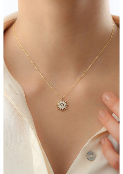 925 Ayar Gümüş Yıldızlı Güneş Kolye modelleri