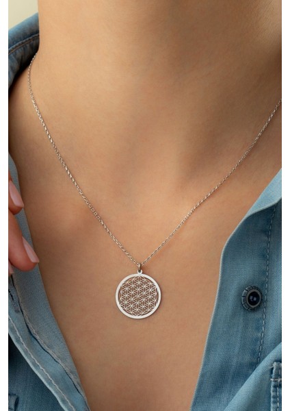 925 Ayar Gümüş Yaşam Çiçeği Kolye modelleri