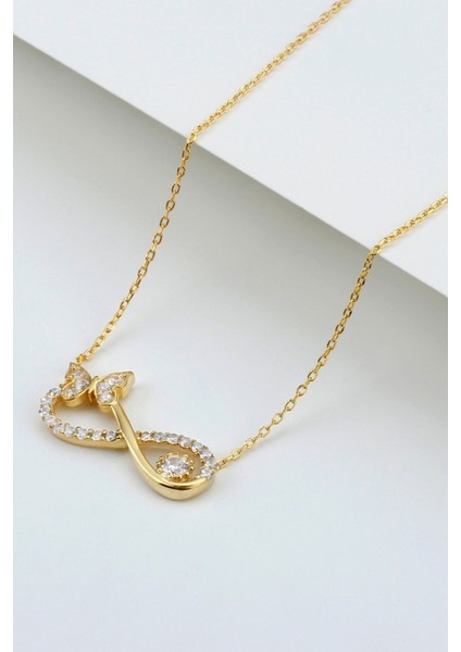 925 Ayar Gümüş Kelebekli Sonsuzluk Kolye