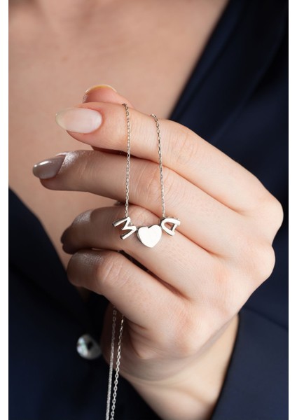 925 Ayar Gümüş Kalpli Harf Kolye fiyatları