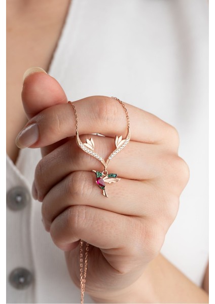 925 Ayar Gümüş Sallantılı Rose Arı Kuşu Kolye fiyatları