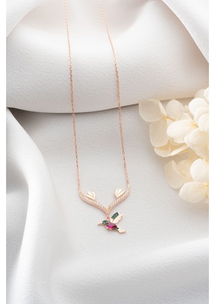 925 Ayar Gümüş Sallantılı Rose Arı Kuşu Kolye modelleri