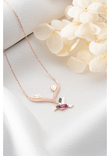 925 Ayar Gümüş Sallantılı Rose Arı Kuşu Kolye fırsatları