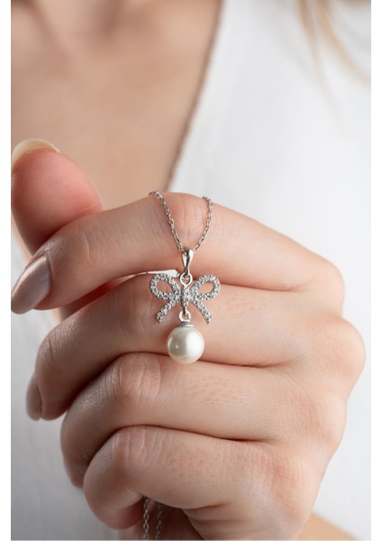 925 Ayar Gümüş Fiyonklu Inci Kolye fiyatları