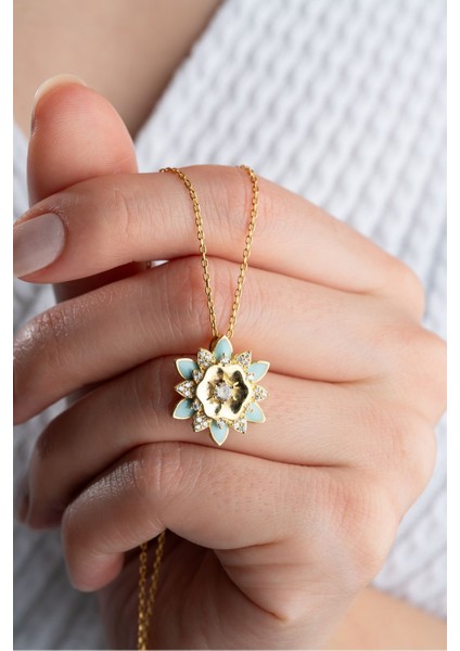 925 Ayar Gümüş Lotus Çiçeği Kolye modelleri