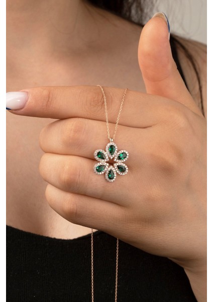 925 Ayar Rose Damla Zirkon Taşlı Gümüş Kolye fiyatları