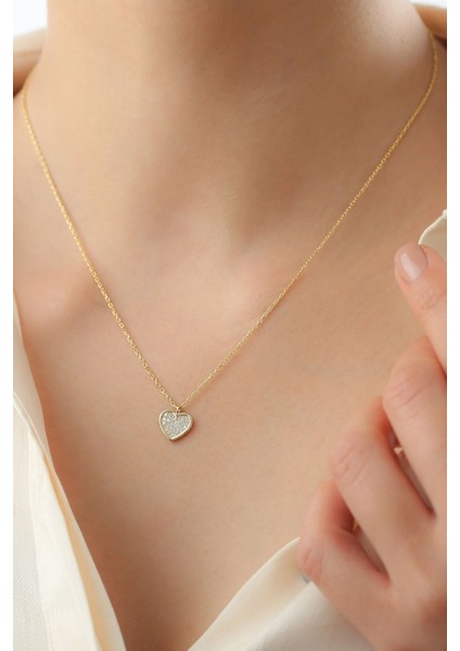 925 Ayar Zirkon Taşlı Kalp Gümüş Kolye fiyatları