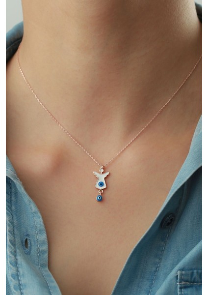 925 Ayar Nazar Boncuklu Melek Kolye modelleri