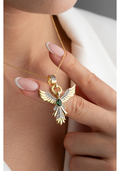 925 Ayar Gümüş Zümrüdüanka Kolye