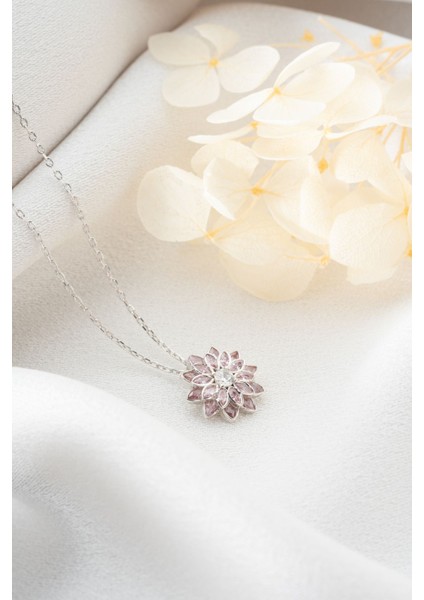 925 Ayar Gümüş Pembe Lotus Çiçeği Kolye fiyatları