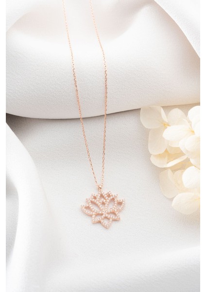 925 Ayar Gümüş Rose Lotus Çiçeği Kolye modelleri