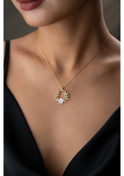 925 Ayar Gümüş Sedefli Çiçek Kolye modelleri