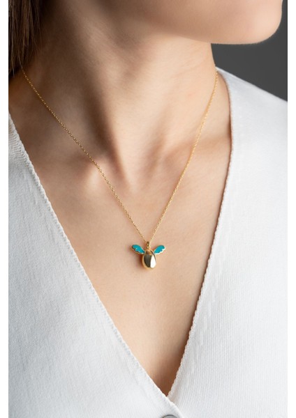 925 Ayar Gümüş Gold Melek Kolye