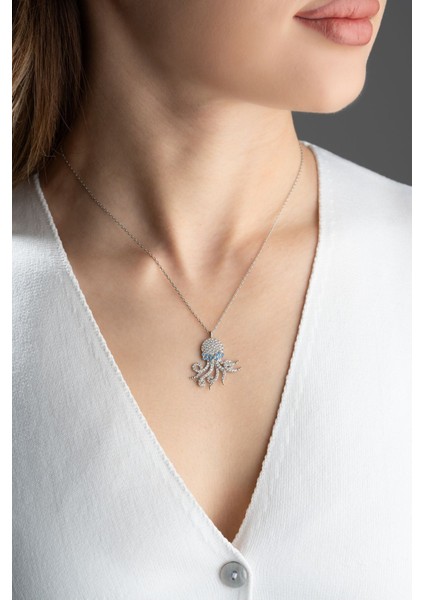 925 Ayar Gümüş Ahtapot Kolye