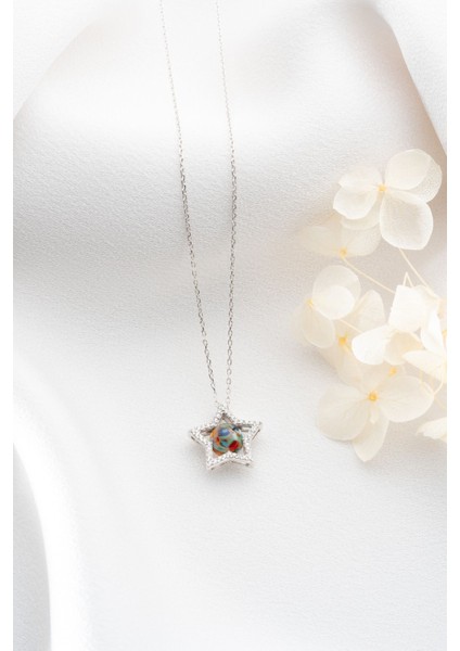 925 Ayar Gümüş Mix Taşlı Yıldız Kolye modelleri
