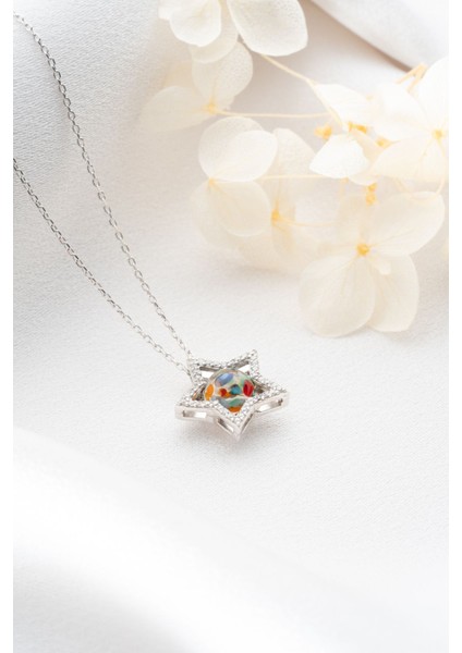 925 Ayar Gümüş Mix Taşlı Yıldız Kolye fırsatları