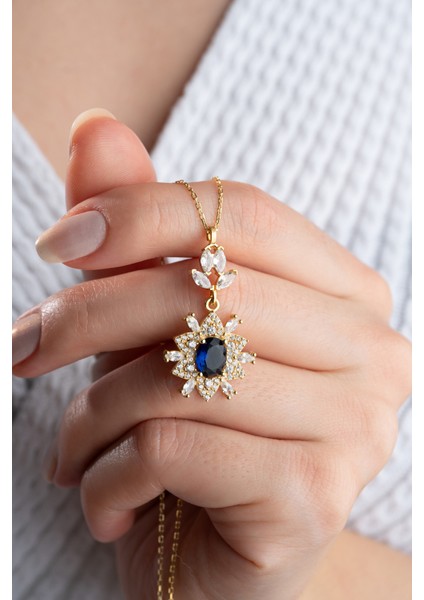 925 Ayar Gümüş Elmas Montür Zirkon Taşlı Kolye fiyatları