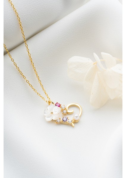 925 Ayar Gümüş Sedef Çiçekli Kalp Kolye fiyatları