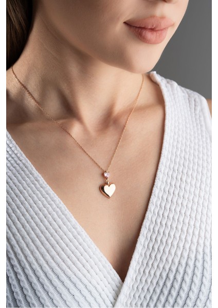 925 Ayar Gümüş Tektaşlı Kalp Kolye fiyatları