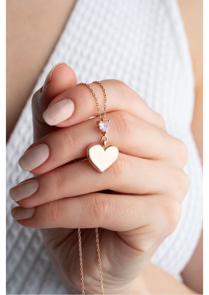 925 Ayar Gümüş Tektaşlı Kalp Kolye modelleri