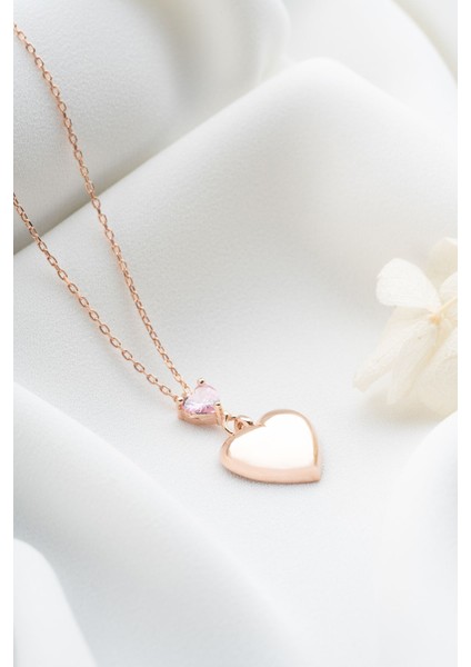 925 Ayar Gümüş Tektaşlı Kalp Kolye fırsatları