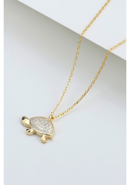 925 Ayar Gold Kaplumbağa Gümüş Kolye