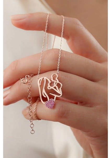 925 Ayar Kalpli Anne Bebek Rose Gümüş Kolye fiyatları