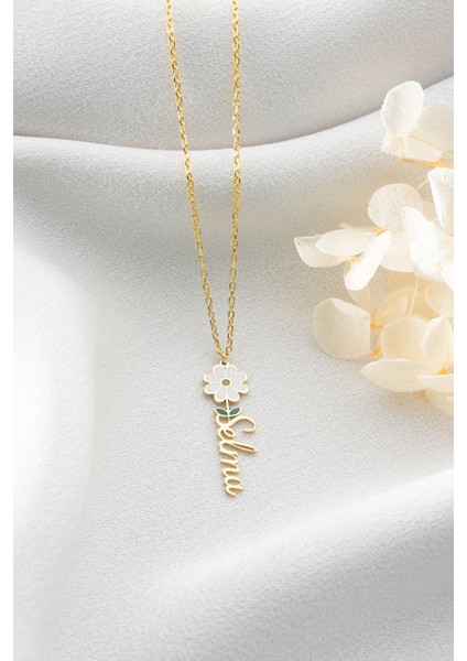 925 Ayar Gümüş Isimli Papatya Kolye modelleri