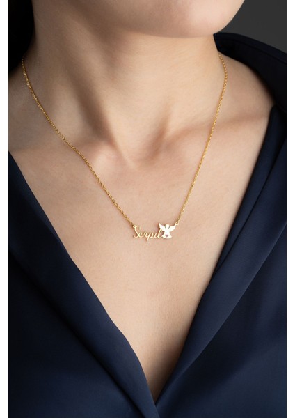 925 Ayar Gümüş Isimli Melek Kolye