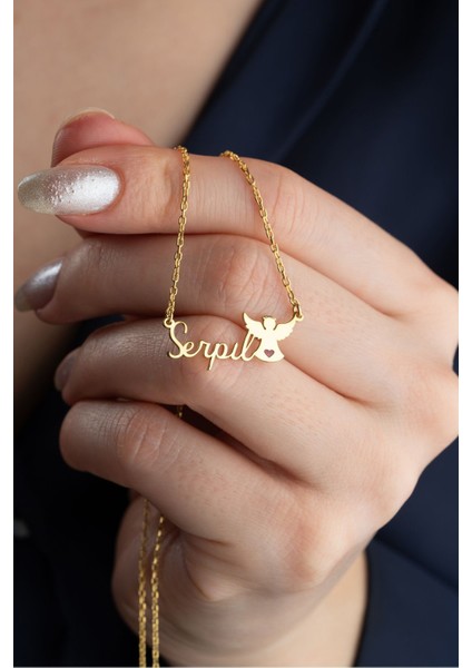 925 Ayar Gümüş Isimli Melek Kolye fiyatları