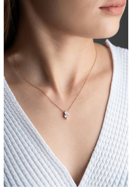 925 Ayar Gümüş Tektaş Kalpli Kolye