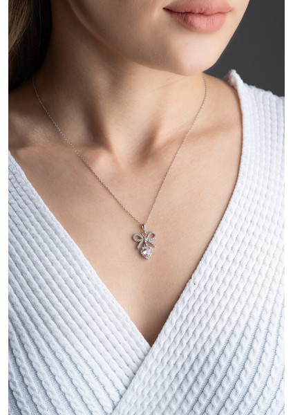 925 Ayar Gümüş Fiyonklu Kalp Kolye