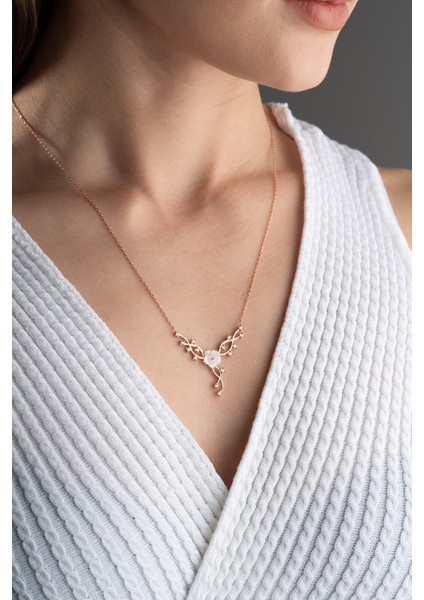 925 Ayar Gümüş Sedefli Çiçek Kolye