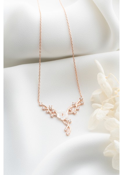 925 Ayar Gümüş Sedefli Çiçek Kolye fiyatları