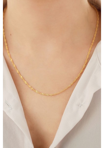 925 Ayar Gümüş Singapur ( Kıvrım ) Zincir Kolye modelleri