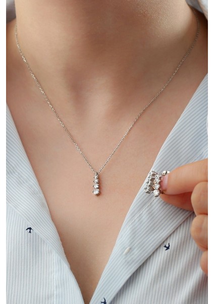 925 Ayar Gümüş Pırlanta Model Kolye Küpe Seti modelleri